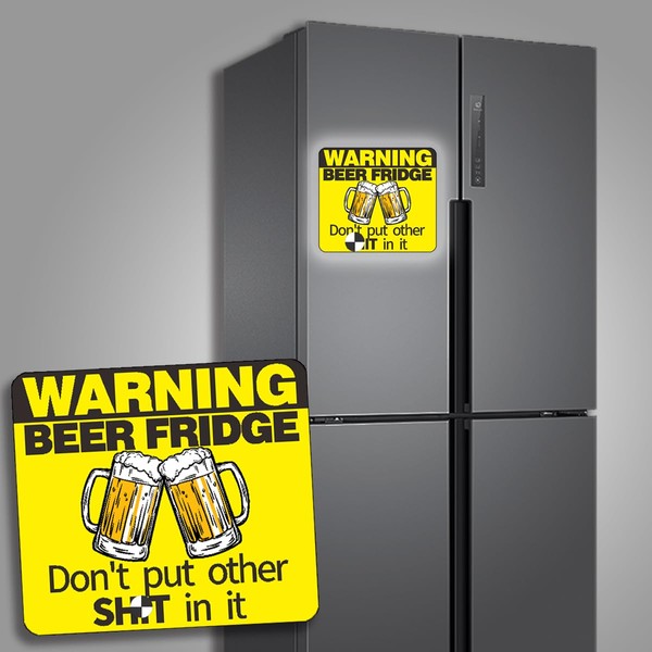 Super Size and Highly Reflective, Large Magnet Warning Beer Fridge