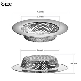 3 Pack - 4.5" Rim / 3" Basket - Kitchen Sink Drain Strainer Large Stainless Steel Basket Food Catcher