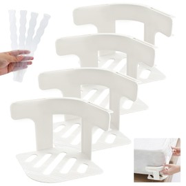 Coco Berming Set of 4 Bed Sheet Holders with Closure Strips Set, Bed Sheet Fixing Corners, Heavy Duty Lock Bed Sheet Holders for Linge, Duvet Covers