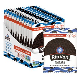Rip Van Wafels Rip Van Wafels Cookies & Cream Stroopwafels - Healthy Snacks - Non GMO Snack - Keto Friendly - Office Snacks - Low Sugar (3g) - Low Calorie Snack - 12 Pack