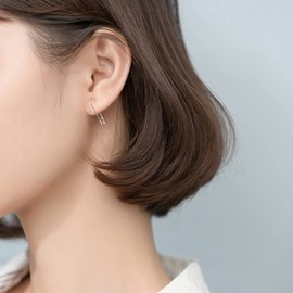 Reffeer 925 Sterling Silver Safety Pin Earrings Hoop for Women Teens Paperclip Earrings Hoop Pin Cartilage Earrings (A-Silver-2cm)