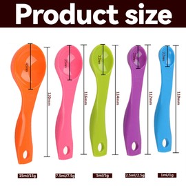 GVSS 5 Pieces Measuring Spoons, Portion Spoons, Gram Dosing Spoons, Plastic Colorful Measuring Spoons with Different Capacities, for Measuring Liquids and Powders