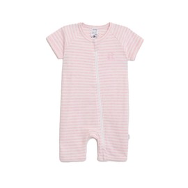 Baby Romper, 100% Organic Cotton, Double Zipper, Short Sleeves, Tag-less (Pink, 00 (3-6M))