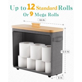 Toilet Paper Storage Stand, Toilet Paper Basket with Lid for 12-Roll Standard Extra Toilet Paper Holder, Bamboo Toilet Paper Organizer for Bathroom with Footbase The Ultimate Bathroom Organizer