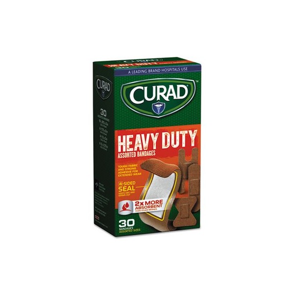 Curad Heavy Duty Bandages, Assorted Sizes, 30/Box (MIICUR14924RB)