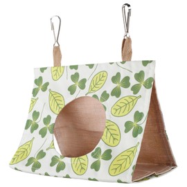 Moruna バードテント セキセ オカメインコ おもちゃ 小鳥の巣 バードテント 文鳥 ブランコ 三角鳥用ハンモック バードテント 寝床 春夏用 交換式パッド付 (クローバー多々, S)