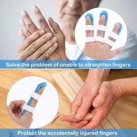 6 Pcs Finger Splint Metal Support Finger Brace Arthritis Knuckle Immobilization with Soft Foam Inner Band and Protective Vent for Adults and Children, 2 Styles, Different Sizes(Blue)