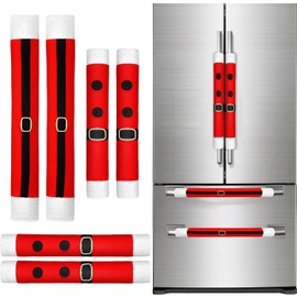 YIJXPOIN 6 Pieces Christmas Refrigerator Handle Covers Santa Belts Kitchen Decorations Refrigerator Door Handle Covers for Christmas Fridge Microwave Oven Dishwasher Handle Protector