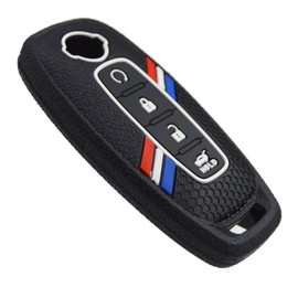 Striped Silicone Remote Key Fob Case Cover Protector for Nissan Rogue SL Ariya FWD Pathfinder X-Trail Sentra SR SL Armada Murano Kicks Leaf 2023 to 2026