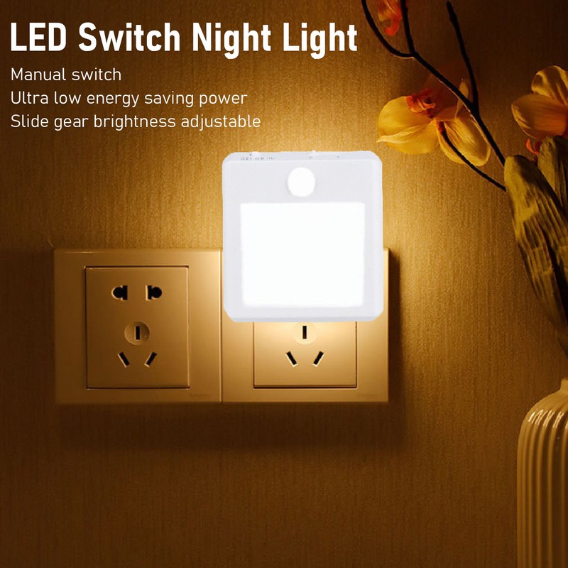 2 Pcs Plug in Night Light Mini Motion Sensor Night