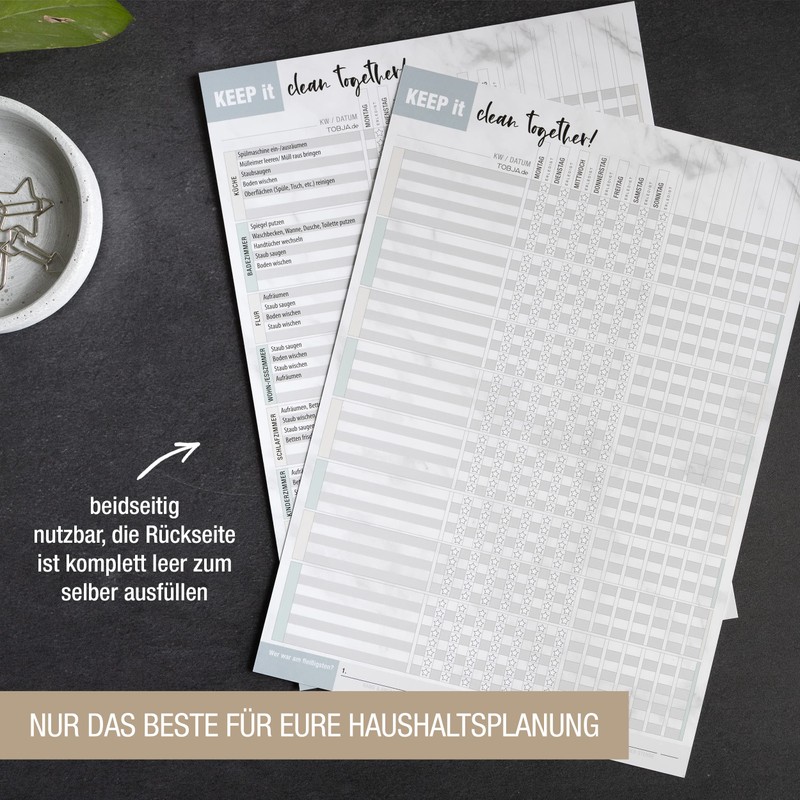 Task Planner Cleaning Plan Wipeable with Pen - Household Planner