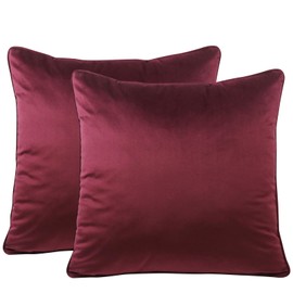 VI-FA Throw Pillow Covers Set of 2 Decorative Soft Velvet Cushion Case for Couch Bed Car Living Room,Burgundy 18''x18''