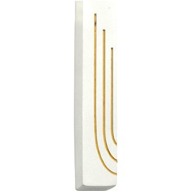 Ayuni Gifts of the World Modern Concrete or Stone Mezuzah Case Decorated with Brass Inset Elongated Hebrew Letter SHIN (Ivory)