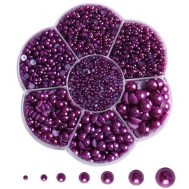 5700 Pcs Deep Purple Half Pearls for Crafts,Nail Pearls for Nails Art for Crafting DIY Accessory,Flatback Pearls gems for Makeup,Neatly Organized Craft Pearls for Artists Creative (2/3/4/5/6/8/10mm)