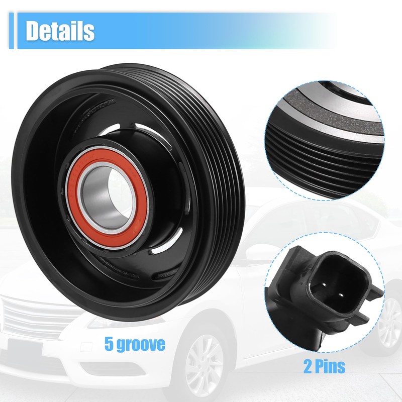 X AUTOHAUX 1 Set AC Compressor Clutch Kit Pulley Coil