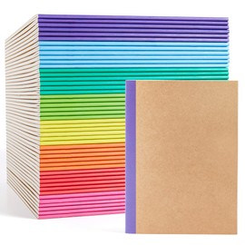 48 Pack Composition Notebooks Bulk, Feela Kraft Cover Lined Blank College Ruled Composition Travel Journals with Rainbow Spines For Women Students Business, 60 Pages, 8.3”x 5.5”, A5, 8 Colors