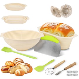 Proofing Basket Set for Bread Proofing Basket for Bread Baking Accessories for Sourdough Baking Baskets Proofing Basket Bread Round Complete Bread Baking Accessories for Perfect Bread Moulds (25 cm