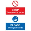 STOP germs PLEASE wash your hands sign - Plastic Rigid