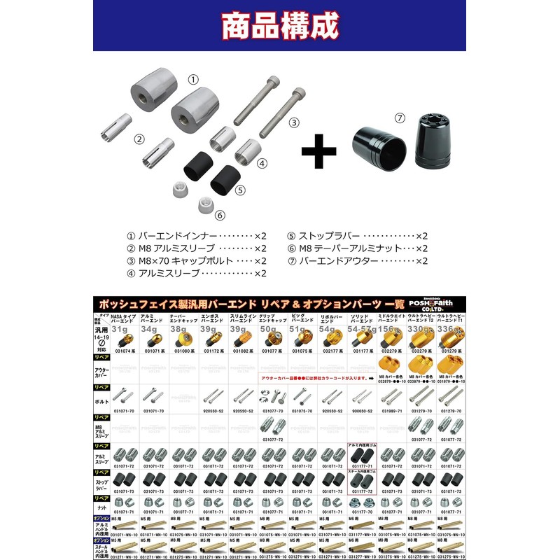 POSH FAITH POSH Handlebar End for Ultra Heavy Weight Motorcycle,