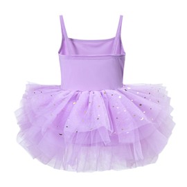 Toddler Girls Tutu Dresses Strap Shiny Tulle Ballet Leotard Ballerina Costume for Dance Purple 2-4T