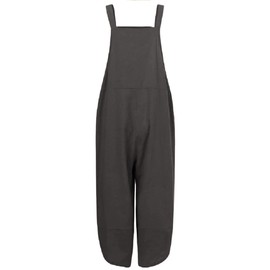 BRONG Womens Overalls Casual Loose Dungarees Soft Cotton Linen Womens Jumpsuit Baggy Playsuit Adjustable Straps with Pockets