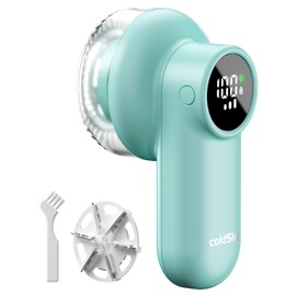coldSky Rechargeable Fabric Shaver, Lint Shaver with Digital Display, Sweater Shaver with 6-Leaf Blades and Safety Lock, 3-Speeds Defuzzer Remove Fuzz, Pills from Clothes, Furniture, Blanket Green