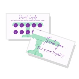 Lashicorn Dessert Loyalty Punch Card for Clients Thank You Cards | 50 pk | Business Cards Bakery Supplies Buy 9 Desserts Receive the 10th free 2x3.5”