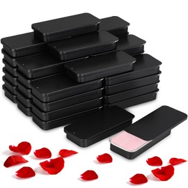Norme 40 Piezas Latas de Metal Rectangulares Pequeñas con Tapa Deslizante Cajas con Tapas para Bálsamo Labial Dulces Joyas Kit de Almacenamiento de Pastillas (Negro, 3.15 x 1.38 x 0.43 Pulgadas)