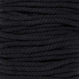 Super Soft 3 Strand Twisted Cotton Rope (Black, 5/8 Inch x 25 Feet)