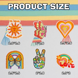 CLINTT - 48 parches hippie para planchar, bordado bohemio para planchar y coser para chaquetas, mochilas, gorras, bolsos, ropa