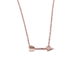 Tiny Horizontal Arrow Necklace, New Direction (Rose Gold Tone) Miss Fit Boutique