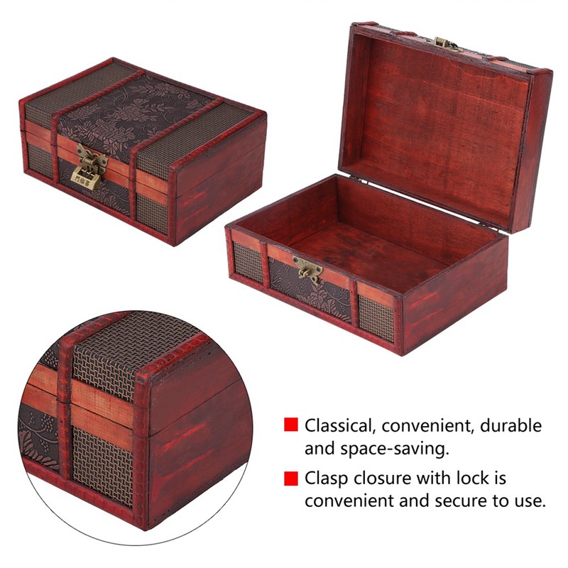 Classical Wooden Jewelry Storage Box Chest Case Holder Organizer with