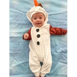 MINIFEIKO Baby Snowman Christmas Infant Xmas One Piece Velvet Hooded Romper Jumpsuit Clothes (Snowman, 12-18 Months)