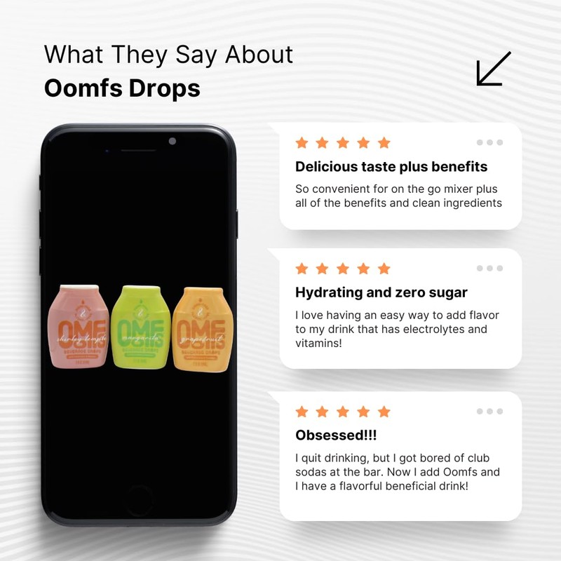 Oomfs Drops, Zero Sugar, Adaptogens, Real Fruit Extracts, Electrolytes, L