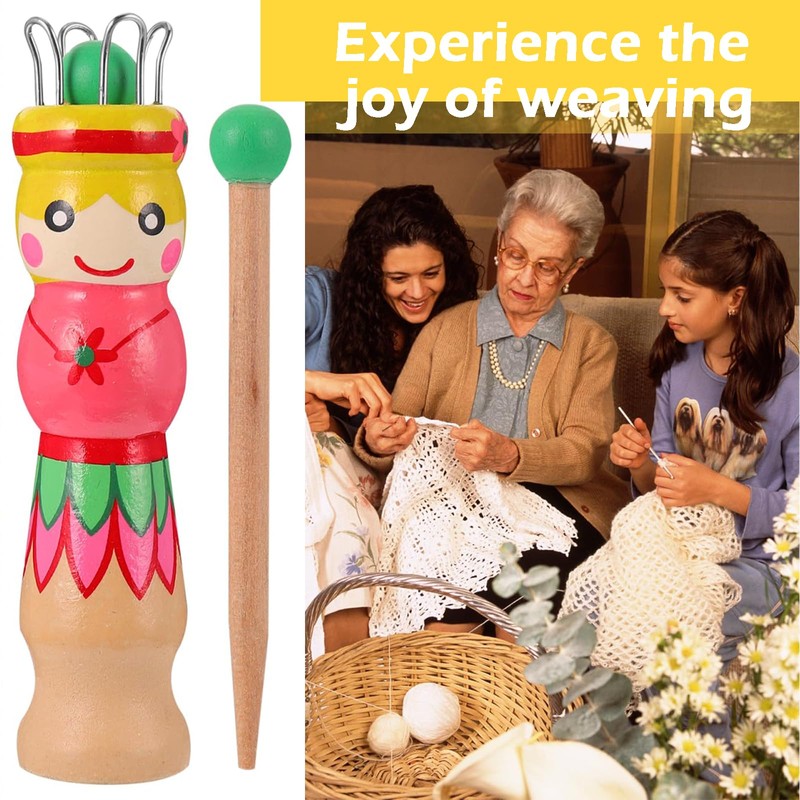 Zvorgath Knitting Tool Kit - 2 Sets Wood Mini Dolls