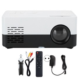 Mini Portable Projector LED Home Theater Video Media Player Projector with Rack 100‑240V Black White EU Plug