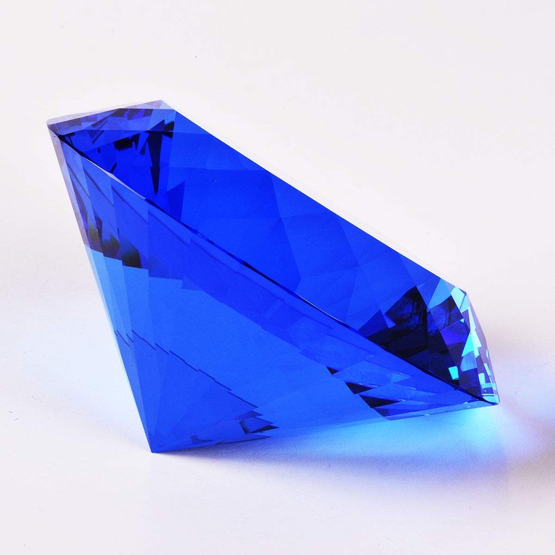 Blue Crystal Glass Diamond Shaped Decoration 60mm Jewel Paperweight,Gift Decoration