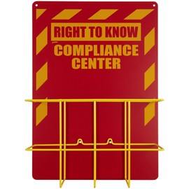 Brady 2010NB 20" Height, 14" Width, 4-1/2" Depth, Polystyrene, Yellow On Red Color Double RTK Compliance Center Without Binder, Legend "Right To Know Compliance Center"