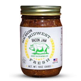 Midwest Fresh Award-Winning Bacon Jam | 13 oz Gourmet Burger Sauce and Charcuterie Board Staple | Versatile Bacon and Onion Marmalade Relish | Non-GMO, Gluten-Free | Perfect for Grilling and Dips (Single Pack, 13, Fl Oz)