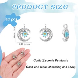 COGCHARGER 10 Pieces Alloy Moon Charm Pendant Crescent Moon Charms with sun Half Moon pendant for Jewelry Necklace Earring Making Crafts