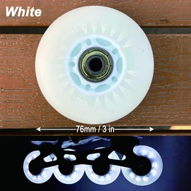 FYANER Light Up Inline Skate Wheels 4 Pack - Luminous Flash Inline Skates Replacement Wheel 76mm(White)