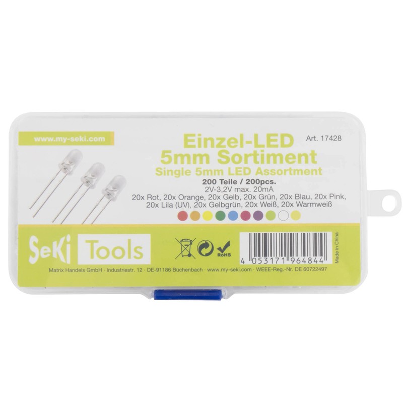 SeKi LED Assortment with 200 Pieces 5 mm LEDs -