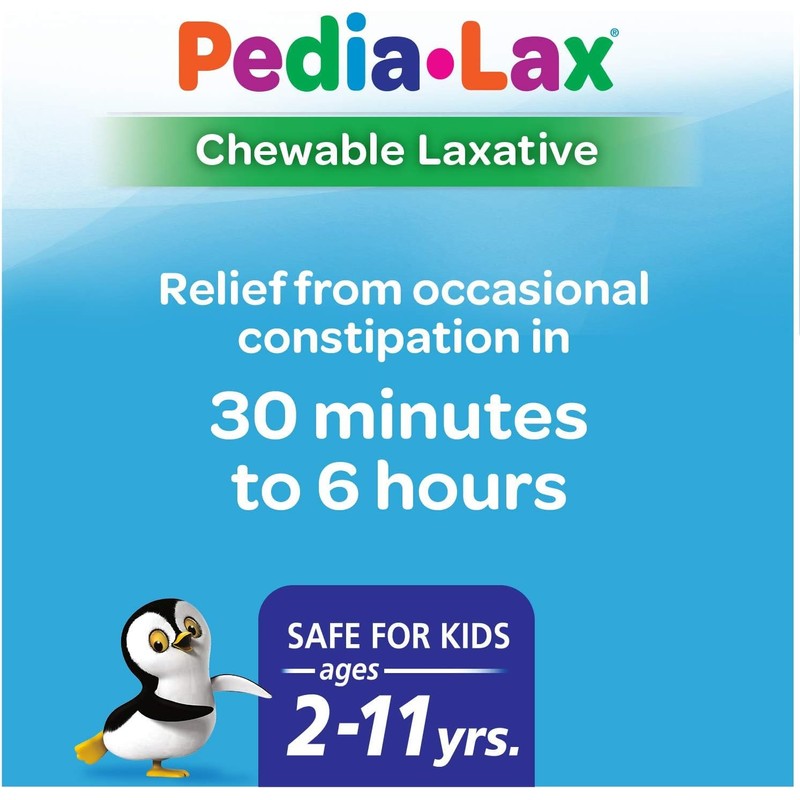 Pedia-Lax Laxative Chewable Tablets for Kids, Ages 2-11, Watermelon Flavor,
