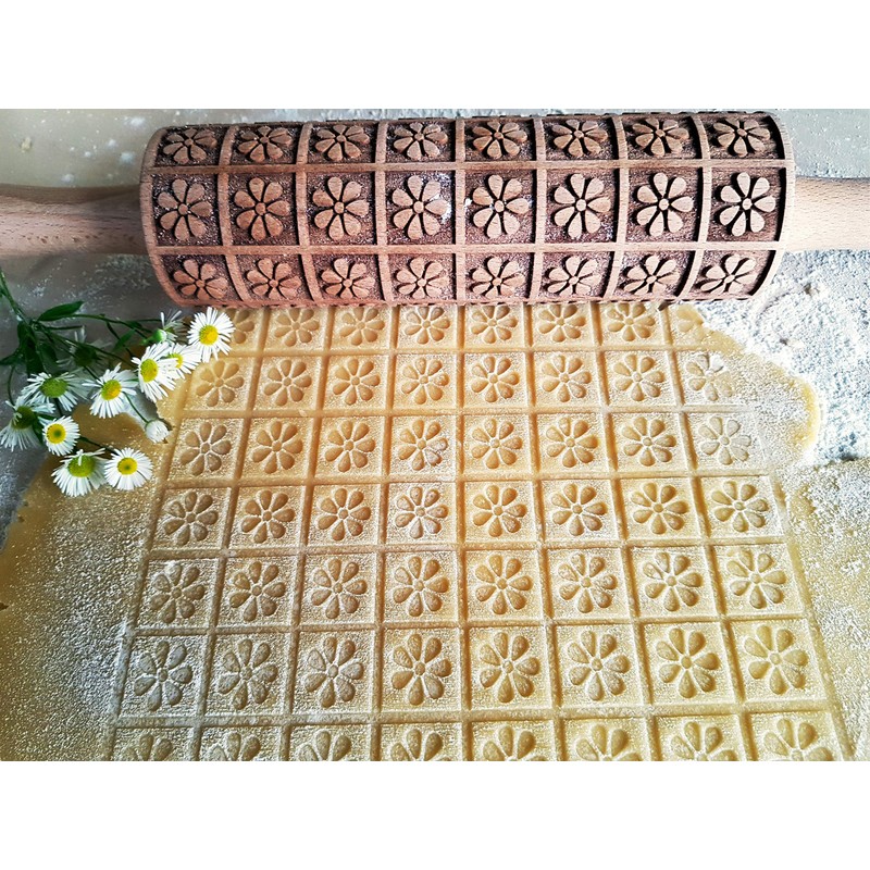Algis Crafts Camomile Rolling Pin for Homemade Pastry Rolling Pin