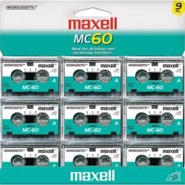 Maxell MC-60 UR Micro Cassette Audio recording Tapes (Pack of 9) Brand New