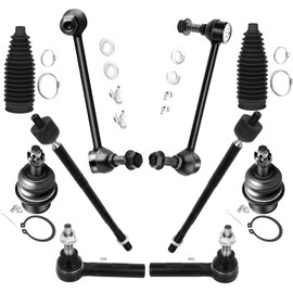 SCITOO 10pcs Front Suspension Kit Outer Inner Tie Rod End w/Steering Boot fit 2011-2019 for Dodge Charger 2011-2019 for Dodge Challenger 2011-2014 for Chrysler 300 Lower Ball Joint Sway Bar Link