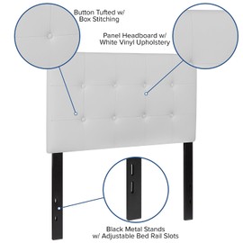 Flash Furniture Lennox Tufted Upholstered Twin Size Headboard in White Vinyl