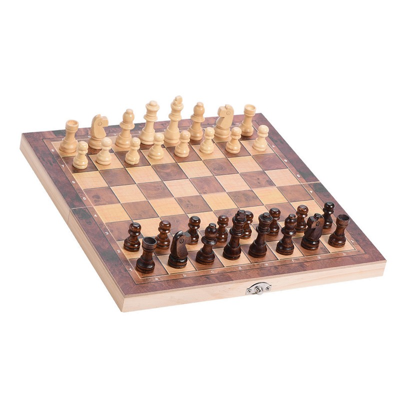 3in1 Portable Wooden Chessboard Folding Board Chess Game For Party