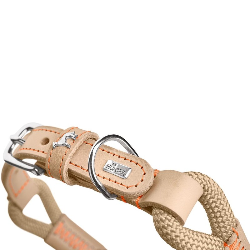 HUNTER Malia Dog Collar Colour: Dove Blue/Natural, Made of Soft