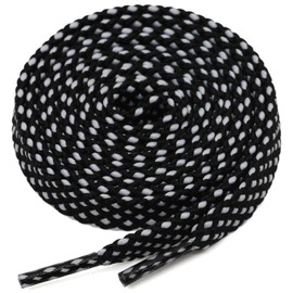 DELELE Athletic Flat Shoe Laces: Double Layer Colorful Twill Shoelaces 2 Pair 47 Inch Black White